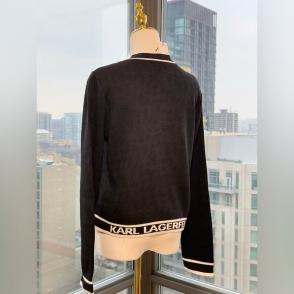 🆕 KARL LAGERFELD 🧿 NWT Classic Cardigan with Logo Embroidery & Buttons, Sz L - Picture 6 of 14